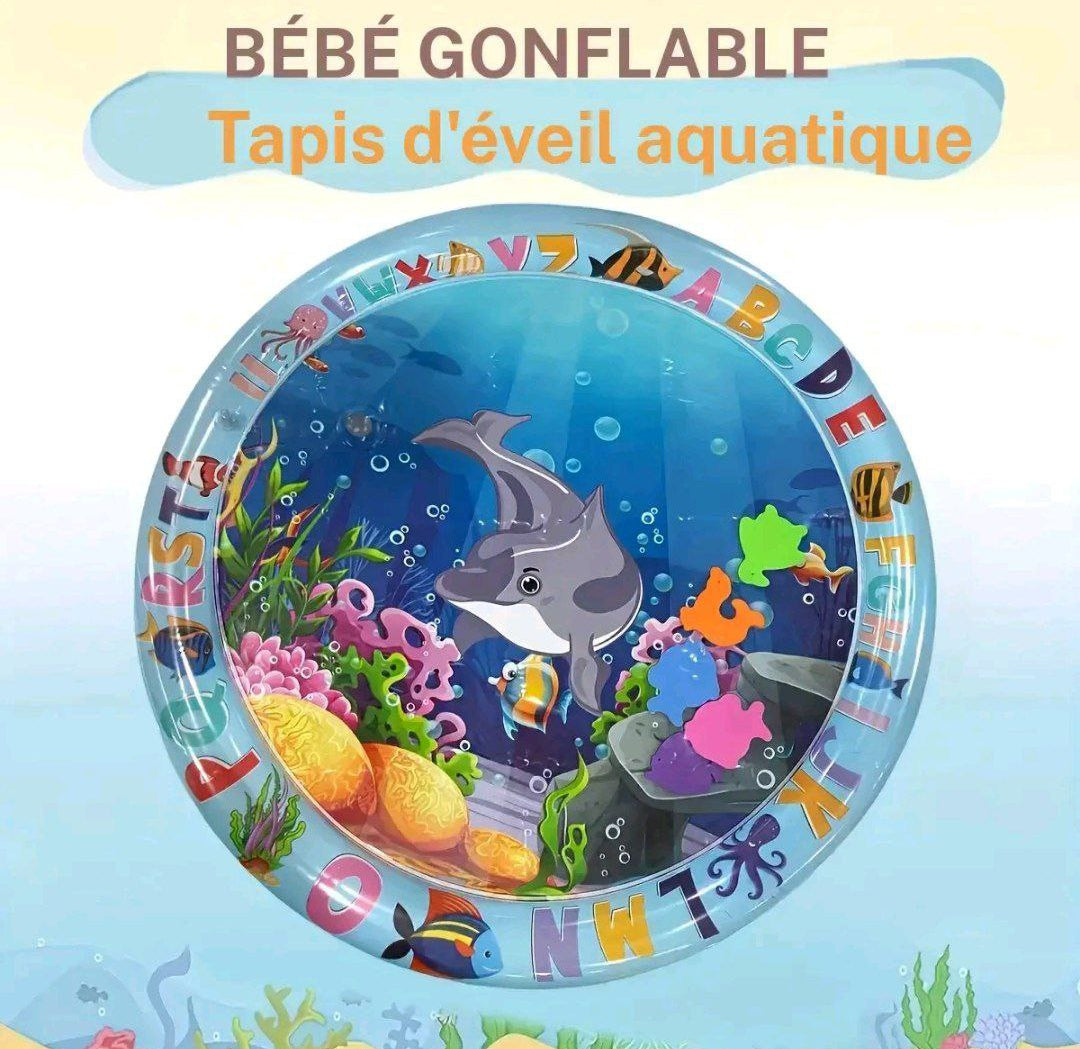 Tapis de jeu d’eau gonflable Baby Doux 🌊🐬 – Océan Magique pour Bébé 👶✨