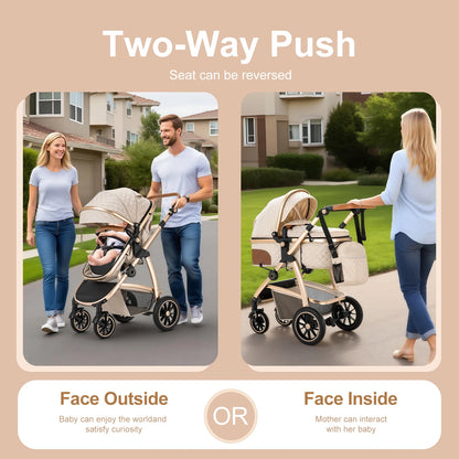 👑 Poussette Baby Doux™ Luxury 3 en 1 — Le luxe du confort pour les parents d’exception 👶✨