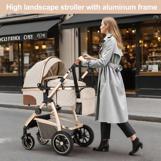 👑 Poussette Baby Doux™ Luxury 3 en 1 — Le luxe du confort pour les parents d’exception 👶✨