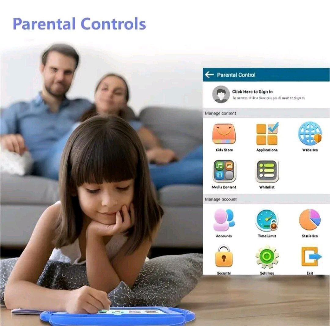 Tablette Éducative Baby Doux™ 7" – Android 12, Anti-Choc, Contrôle Parental